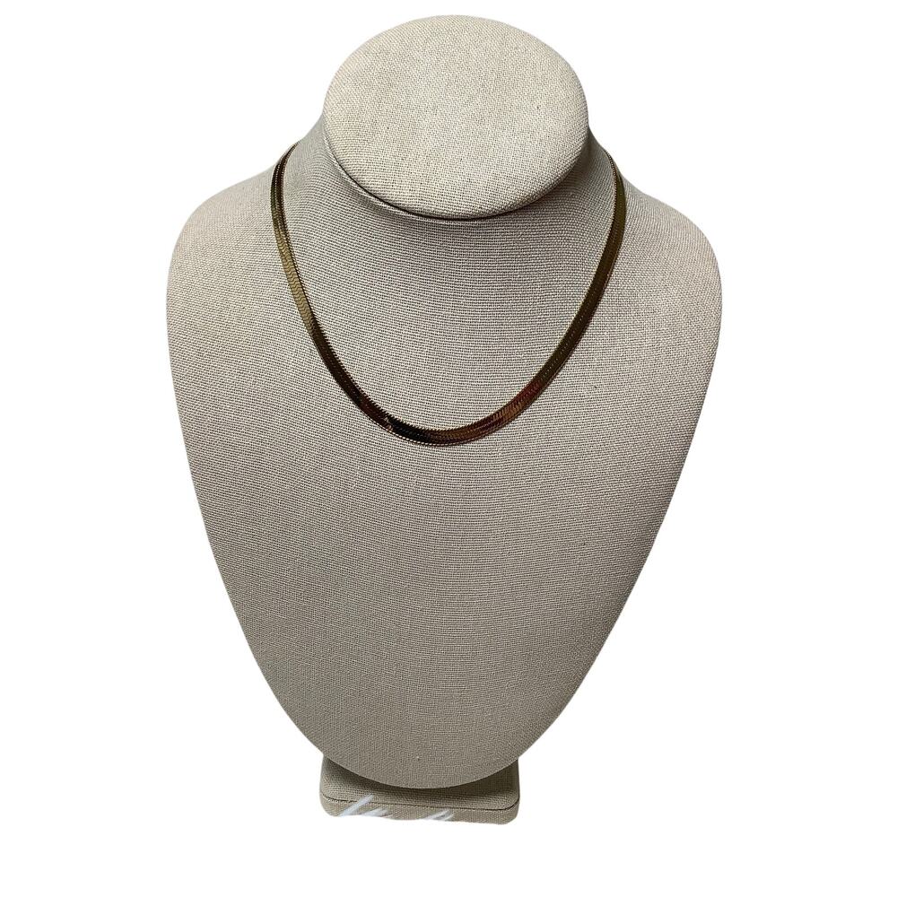 Jennifer Zeuner Gold Tone Flat Snake Herringbone Chain Necklace A13-25